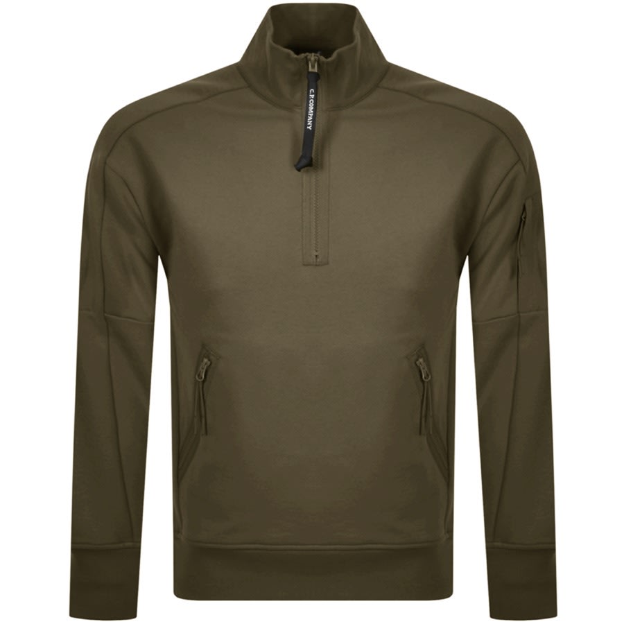 Alternative Image for ProductCP Company Half Zip Sweatshirt Green1